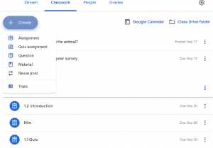 Google Classroom Classwork Tab
