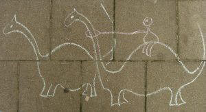 life size dinosaur made from chalk