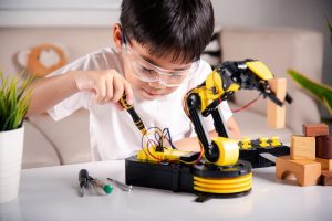 Student working on Robot